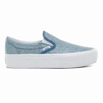 Női Vans Glitter Classic Slip-On Platform Cipő VA0412856 Kék